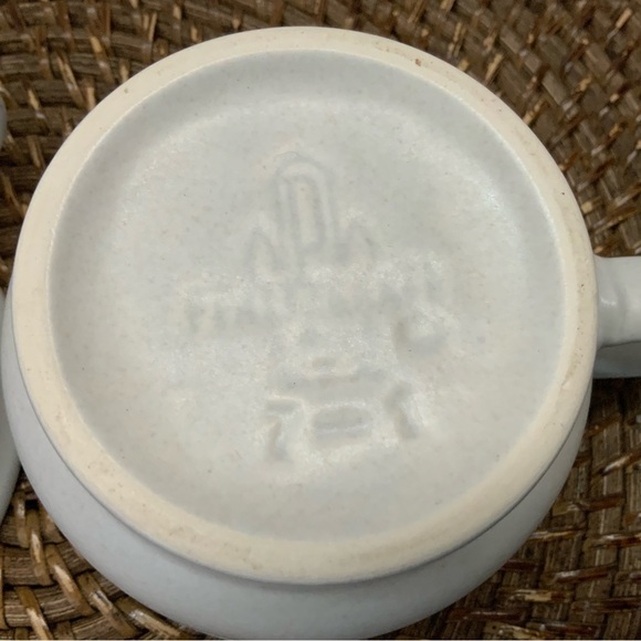 Vintage Pfaltzgraff Coffee Cups Ivory Blue Folk Art Stoneware Kitchen Ware 2 - Picture 11 of 13